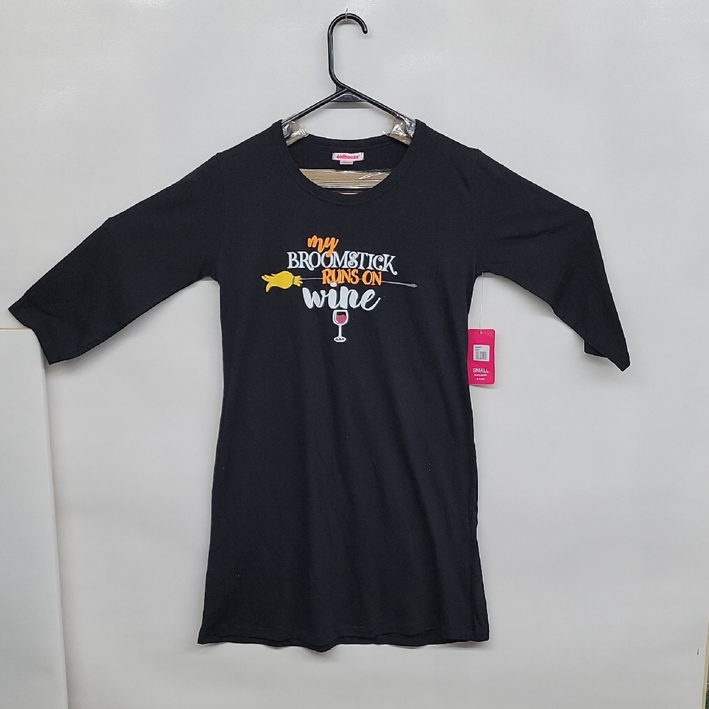 Dollhouse Black Halloween Nightshirt with Fun Print
